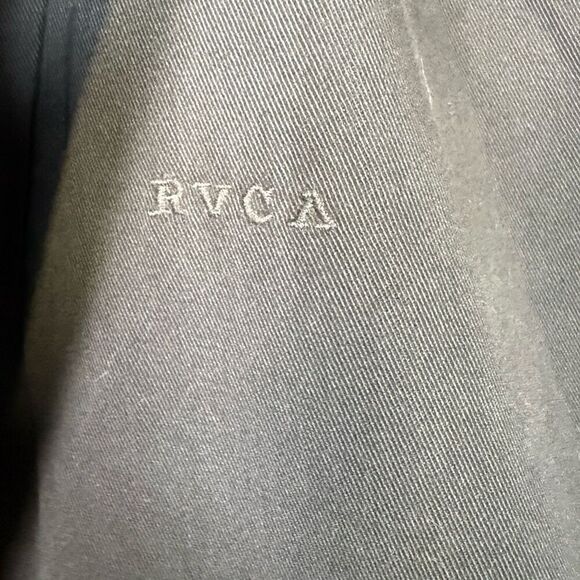 RVCA Mens Size Medium Button Front Barn Denim Jacket Thug Stories Black - Picture 3 of 10